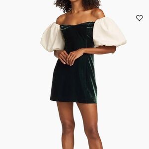 Rhode Dali Velvet Puff-Sleeve Minidress